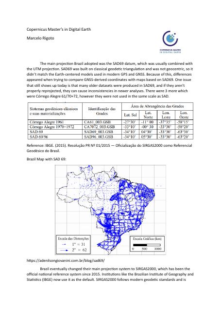 Map projections and datums of Brazil