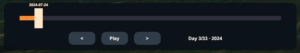 Timeline control showing the current date and playback buttons